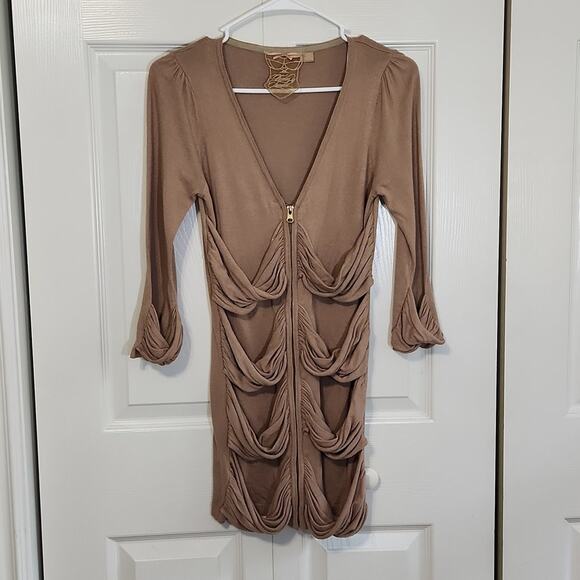 Twelve By Twelve Los Angeles Women's Brown 3/4 Sleeve  Tunic Sweater Dress Med - Picture 1 of 10